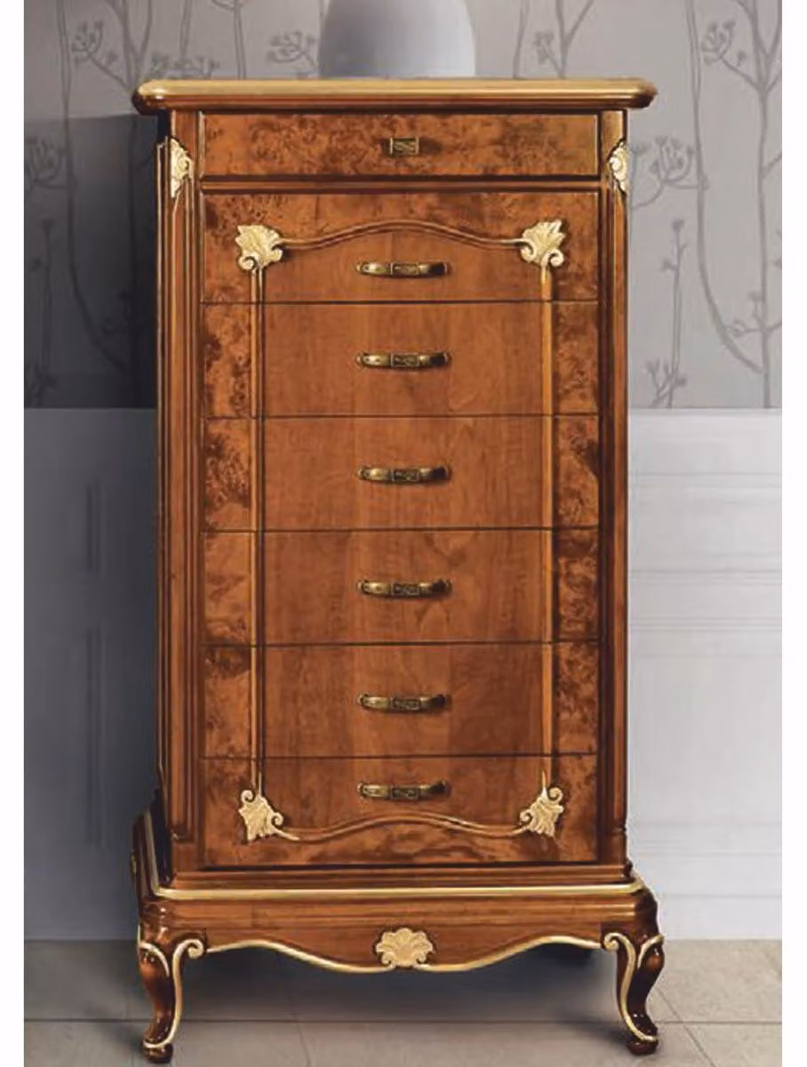 Casa Padrino cassettiera barocca con 7 cassetti marrone/oro h. 135 cm - Italy