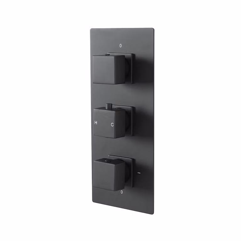 Miscelatore Termostatico Quadrato 3 Vie - Grigio Canna Di Fucile - Preto