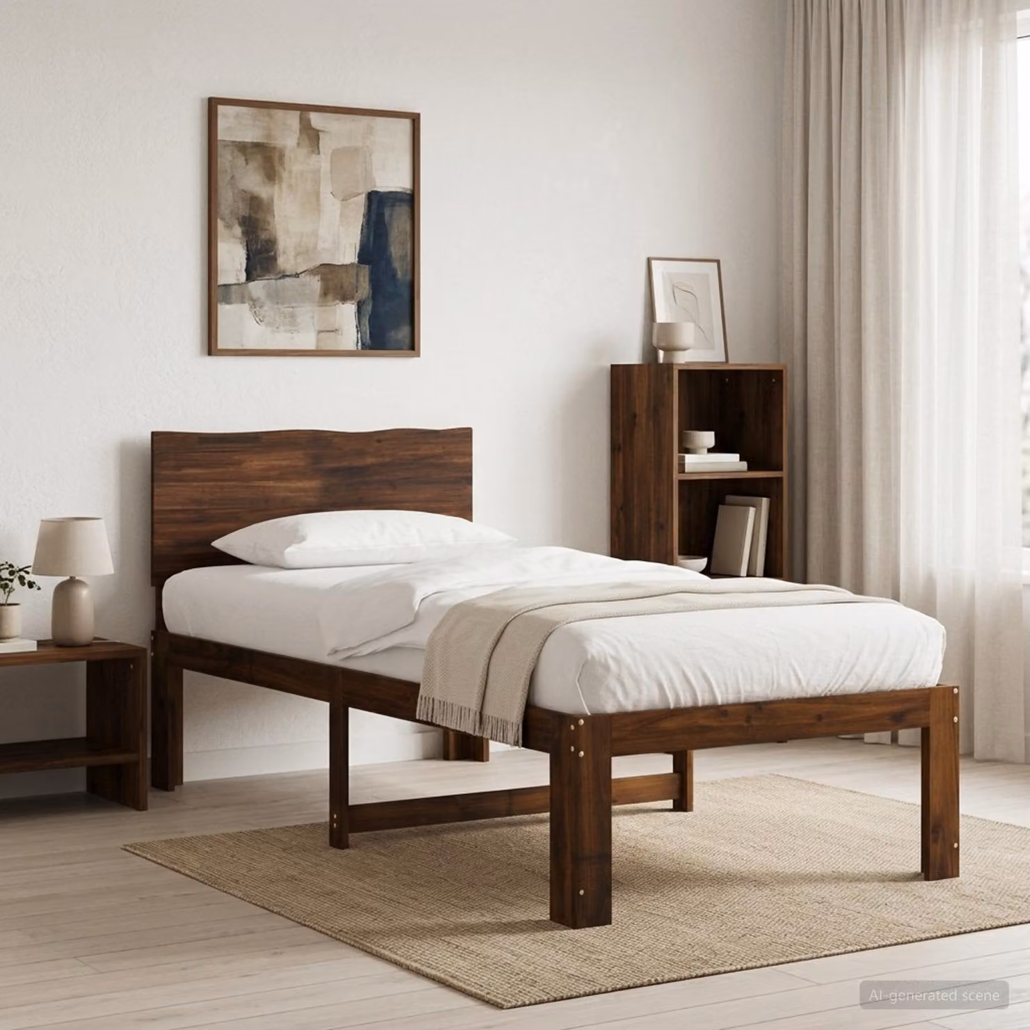 Letto Singolo con Testiera vidaXL ROSTOCK in Legno di Acacia Marrone Scuro L/P/H: 195.5 x 79 x 140 cm