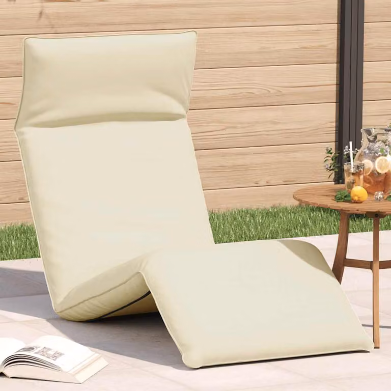 vidaXL Lettino Pieghevole Beige con Poggiatesta Regolabile e Struttura in Acciaio Verniciato L: 175 cm, P: 54 cm, H: 8,5 cm