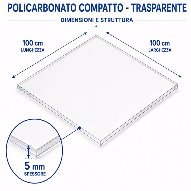 EZOOZA Pannello in Policarbonato Compatto Trasparente, Spessore: 5 mm, L/P: 100 x 100 cm, Confezione da 3 Pezzi
