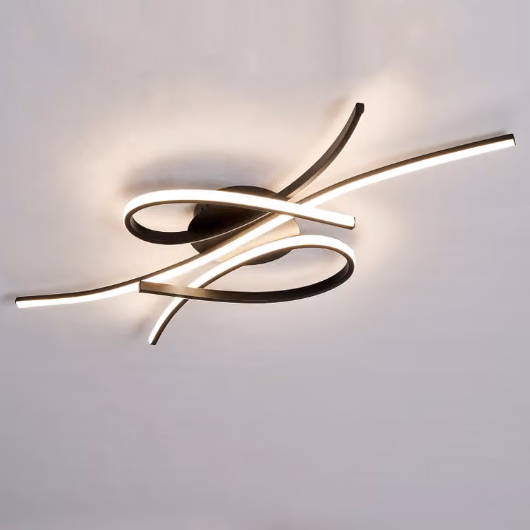 Plafoniera nera, dimmerabile, 2000 lumen, in alluminio, ideale per soggiorno e camera da letto, lampada a soffitto a LED