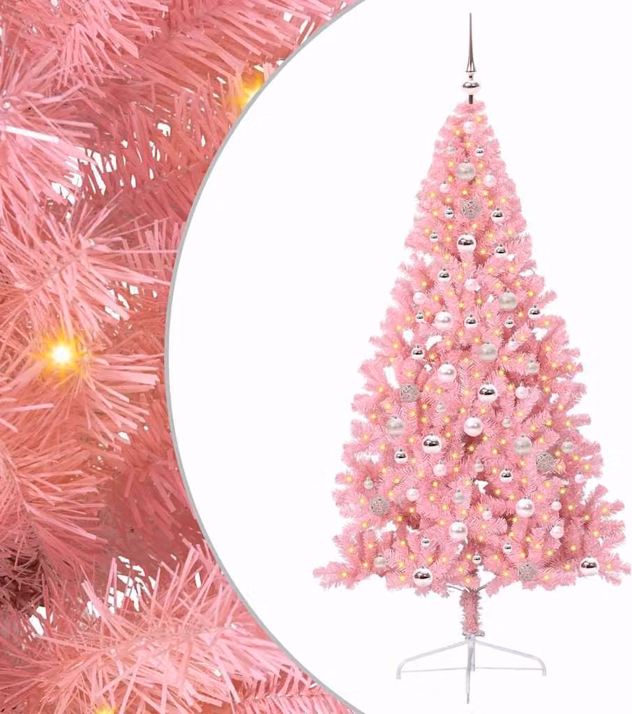 Albero di Natale artificiale con luci integrate Rosa 240 cm PVC