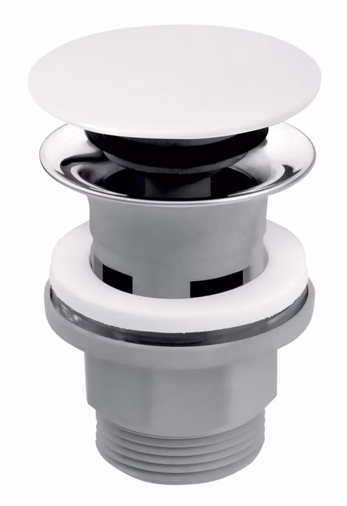 Tappo di scarico 5/4" bianco in Vetroceramica per lavabo con troppopieno (S288PPC-B)