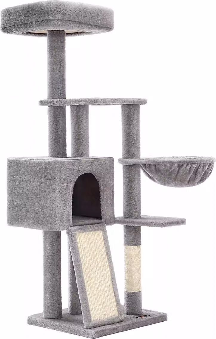 In And OutdoorMatch Tiragraffi Troy - Per gatti - 135 cm - Grigio - Morbida amaca da letto per gatti - Gioco per gatti - Adatto a piccoli gattini
