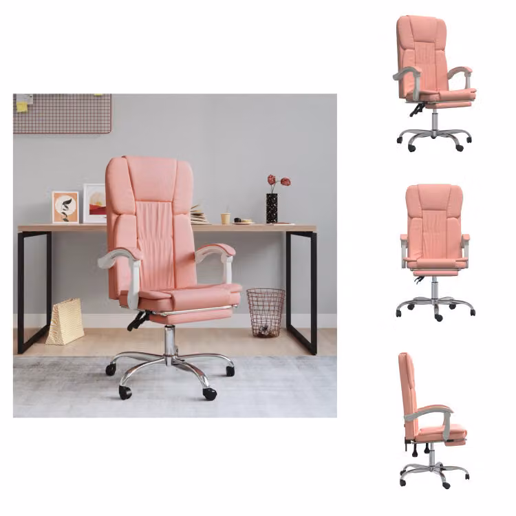 vidaXL Sedia da ufficio con funzione reclinabile in Pelle finta rosa - Sedie da ufficio