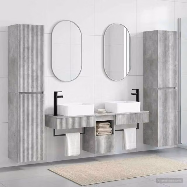 Set di mobili per il bagno 5 pz Grigio Cemento 3406016