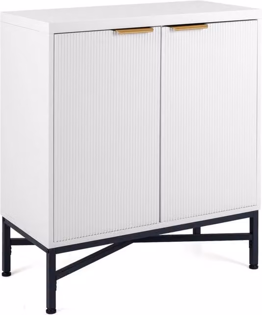 Credenza moderna DESIGN IN con 2 ante e ripiani interni in legno e metallo, mobile buffet bianco per cucina, salotto o corridoio