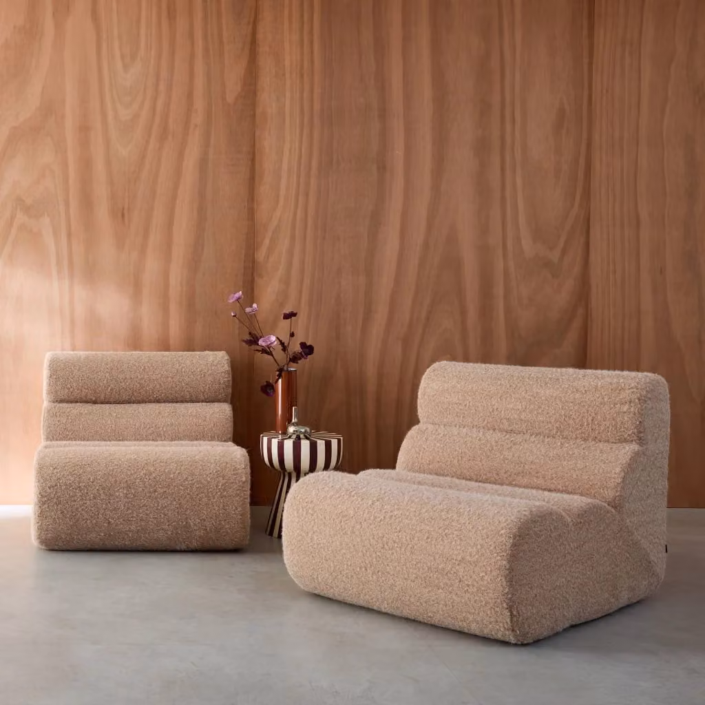 Divano modulare moderno Sweeek in tessuto effetto alpaca disponibile in beige o blu – 2