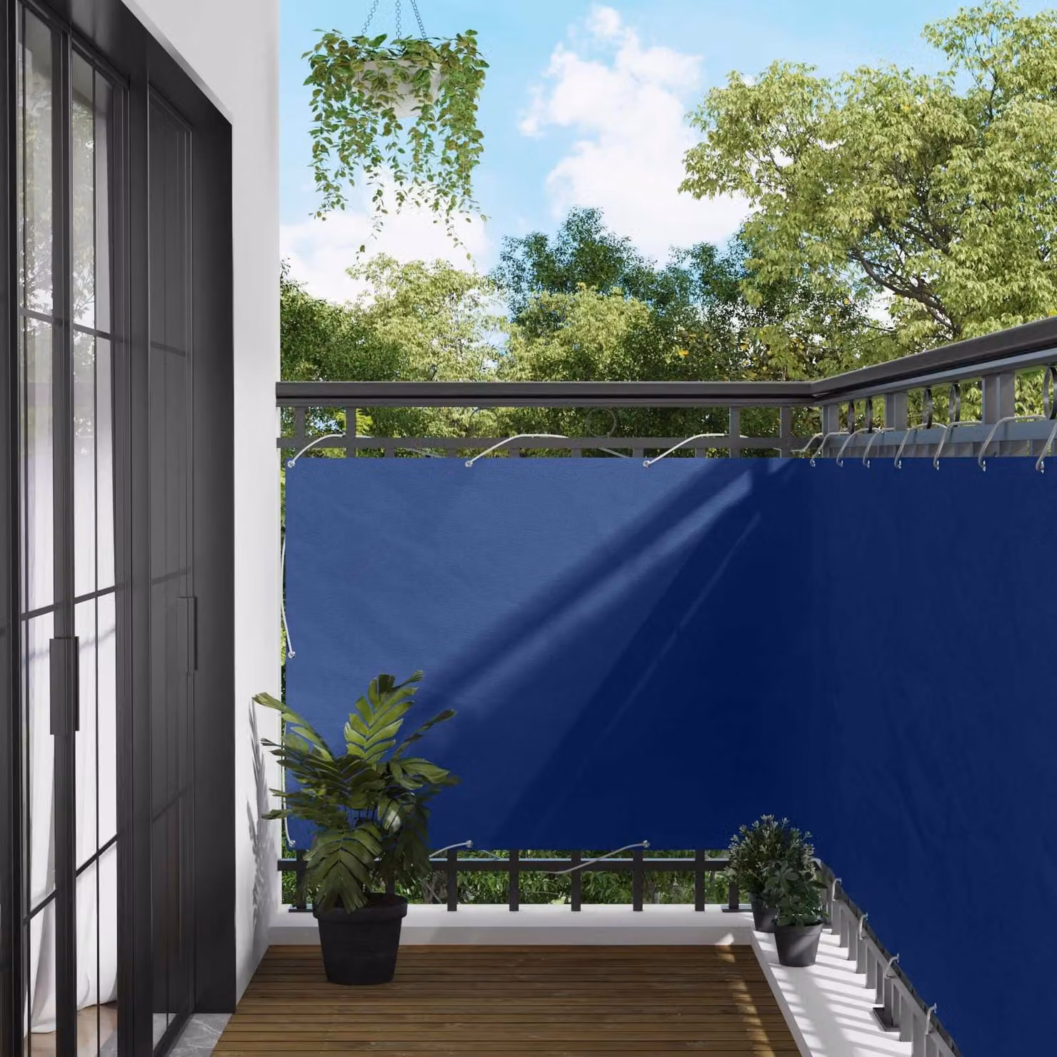 Schermo da balcone Blu 110 x 500 cm Tessuto Oxford