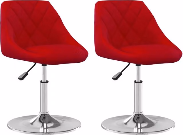 Set di 2 sedie da pranzo girevoli a 360 gradi in velluto rosso con struttura in metallo e altezza regolabile per cucina e sala da pranzo