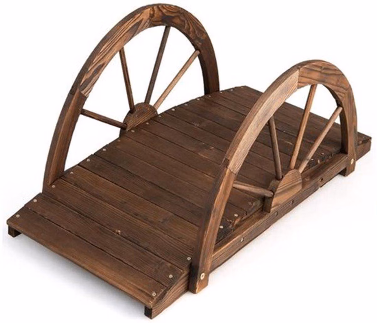 Ponte da giardino in legno - 101x48,5x38 cm - Legno di abete massello - Elegante ponte per stagni