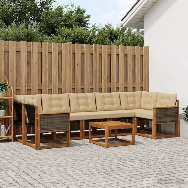 Set di divani da esterno 8 pz Naturale e Beige 3381837