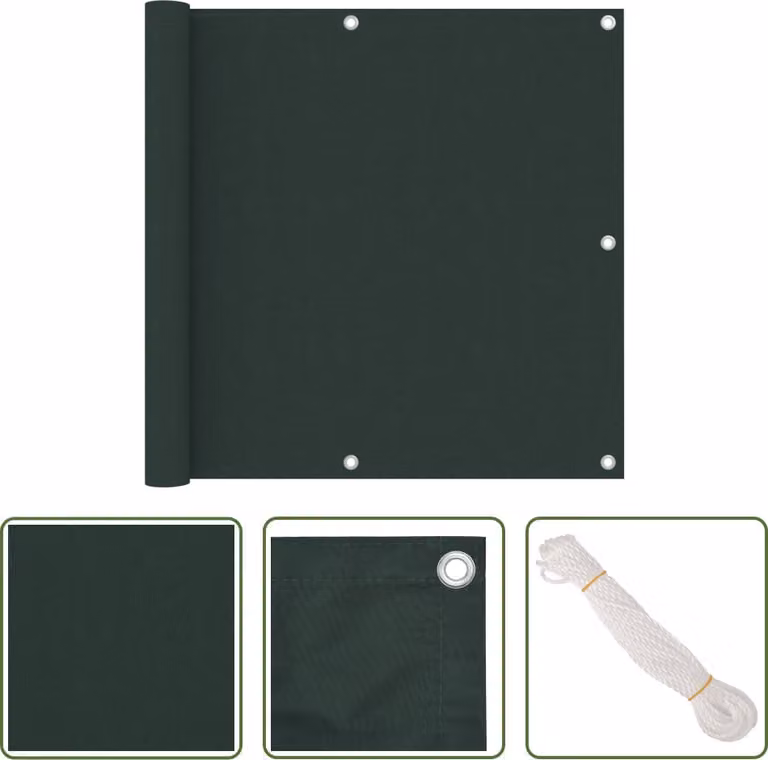 The Living Store Schermo privacy per balconi verde scuro 90x500 cm Tessuto Oxford