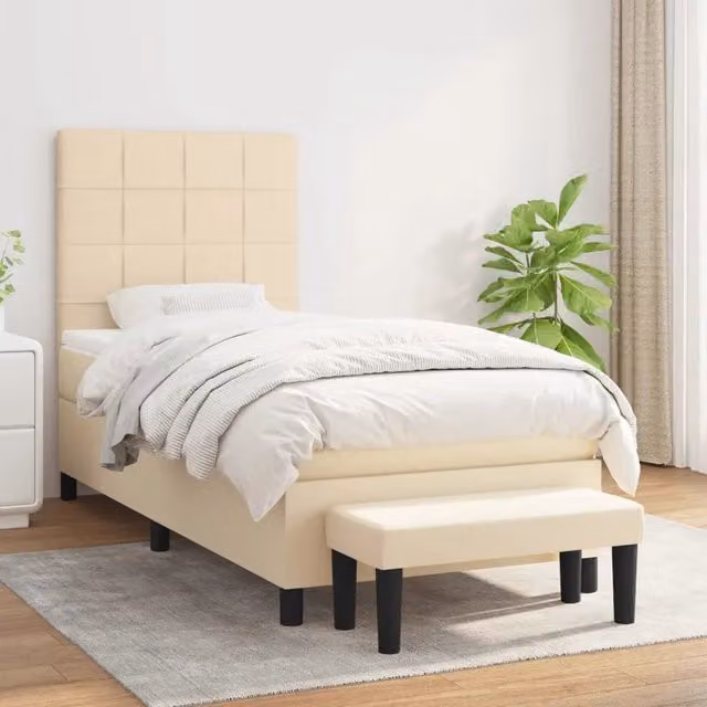 Letto Ibrido con Giroletto a Molle e Materasso vidaXL, Colore Beige e Bianco, L/P/H: 80 x 200 x 25 cm
