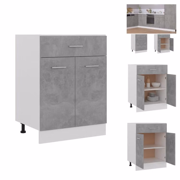 vidaXL Cassettiera grigio cemento 60x46x81,5 cm materiale legno - Mobili da cucina