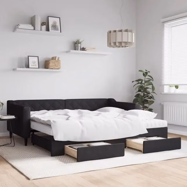 Divano Letto Moderno vidaXL con Struttura Imbottita Nero