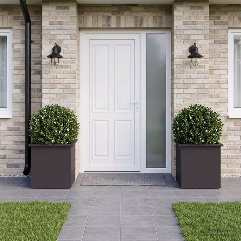 Set di 2 fioriere da giardino con LED vidaXL in acciaio nero L/P/H: 50 x 50 x 48 cm