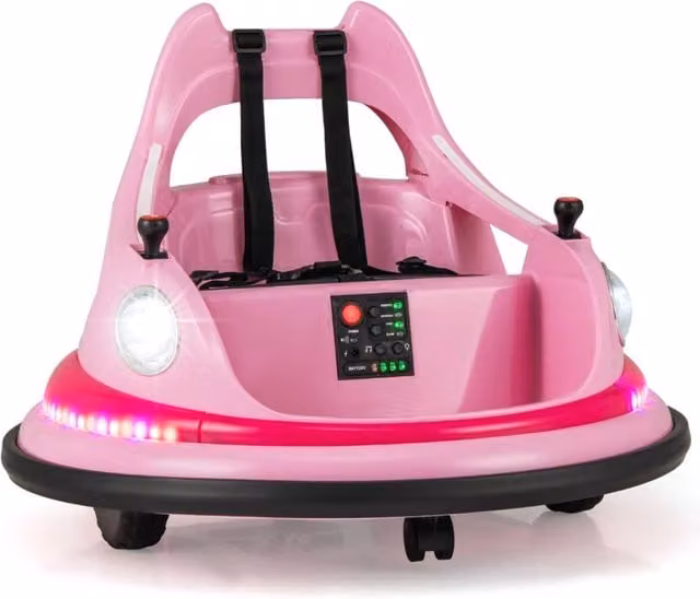 Autoscontro cavalcabile per bambini 12v con telecomando e joystick, Autoscontro cavalcabile 360¡ã connessione wireless Rosa