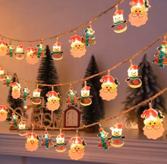 Catena luminosa a LED, lunghezza 6 metri, 40 LED bianco caldo, alimentazione a batteria, grado di protezione IP65