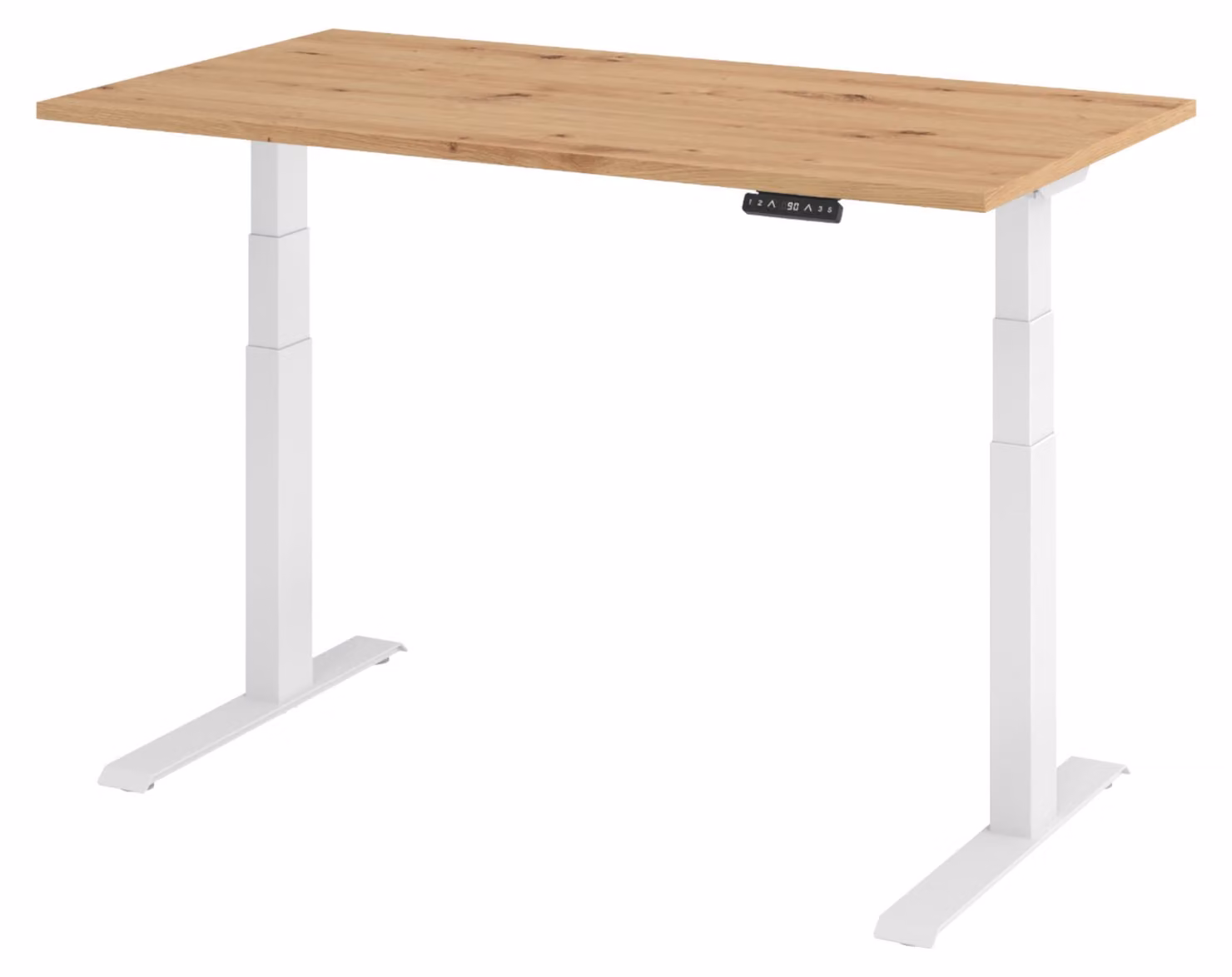 Scrivania elettrica bümö XDKB - Finitura: effetto legno di faggio, struttura: bianca, dimensioni: 140 x 80 cm