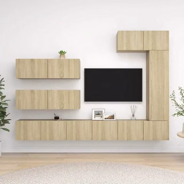Set di Mobili TV 7 pz-Set di 7 Credenza per TV Rovere Sonoma in Legno Multistrato
