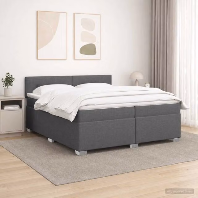 Letto con Box Spring, Materasso Ibrido e Illuminazione LED vidaXL, Grigio, 200 x 200 cm – 1