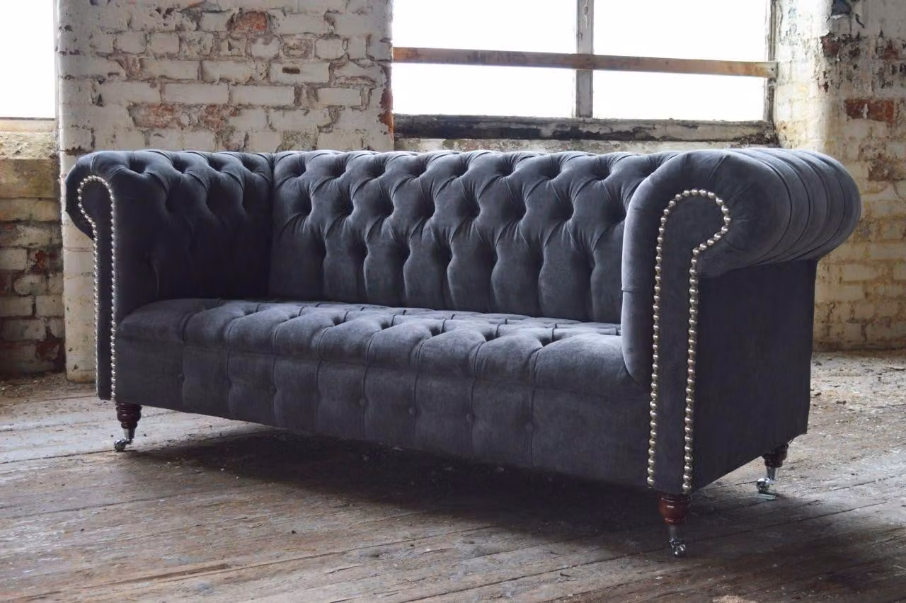 Chesterfield Design Luxus Polster Sofa Couch Sitz Garnitur Leder #177