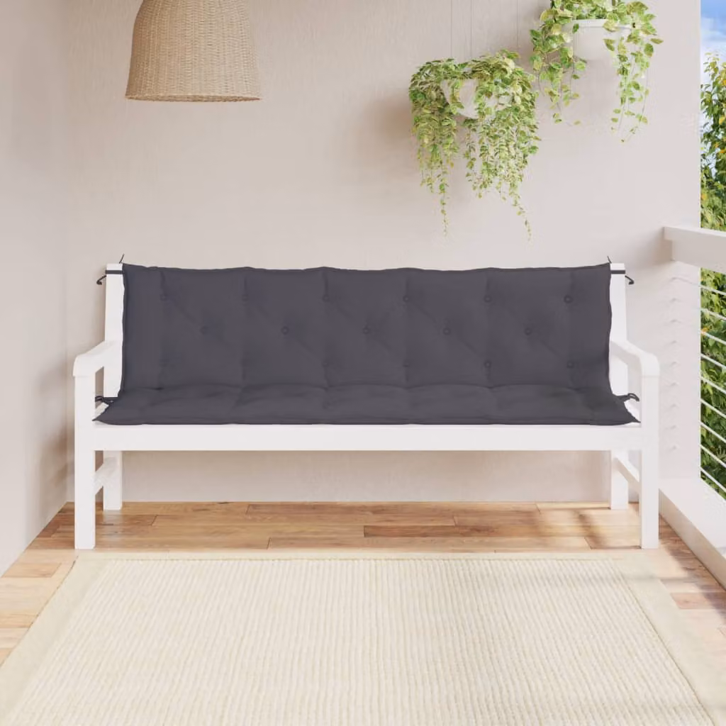 Set di 2 cuscini per panca da giardino vidaXL in tessuto Oxford antracite L 180 cm x P 50 cm x H 7 cm