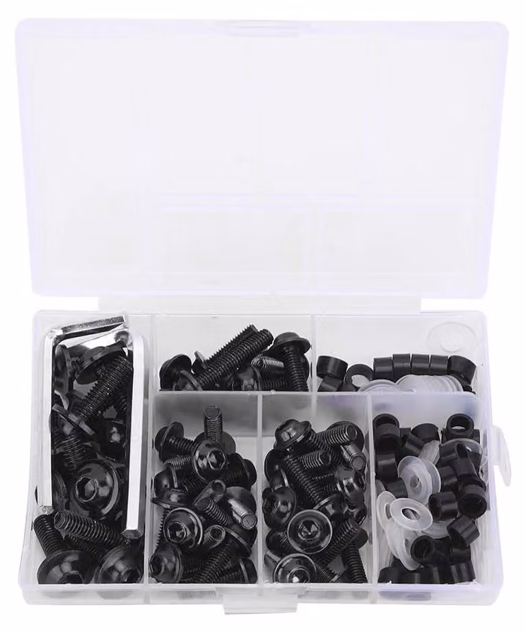 Kit di fissaggio per vasche (158 pezzi) - Kit di fissaggio per motociclette - Dadi/viti in alluminio - Set assortito di clip -  - Servizio professionale