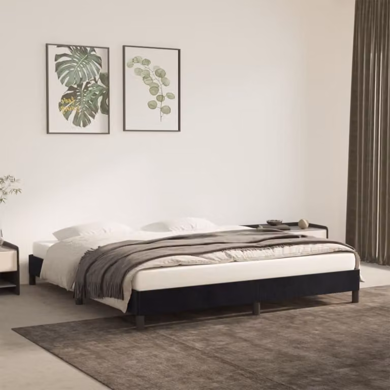 The Living Store struttura letto nera 180×200 cm in velluto