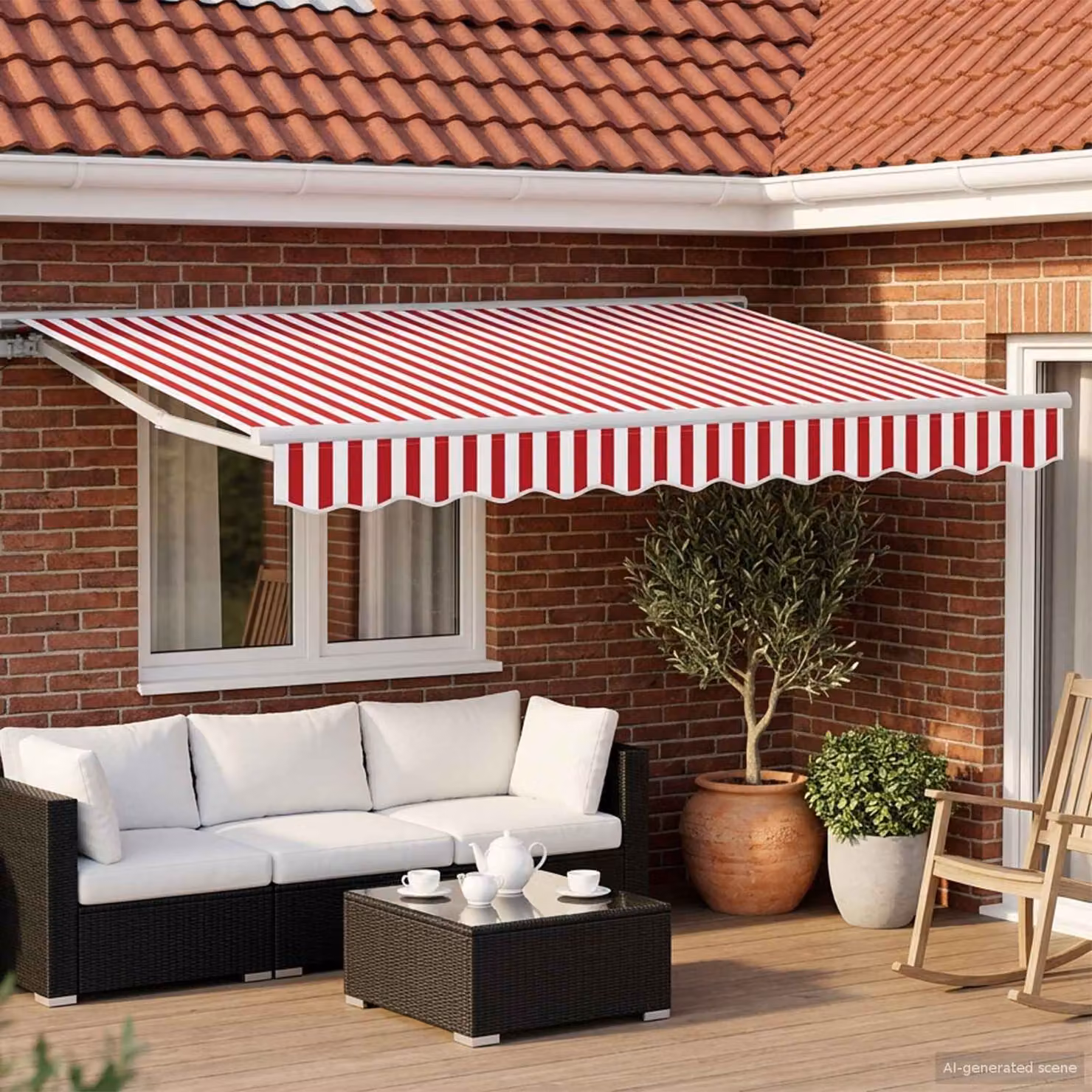 vidaXL Cornice per Tenda Manuale con LED Rosso e Bianco in Alluminio e Poliestere, L: 300 cm, H: 250 cm
