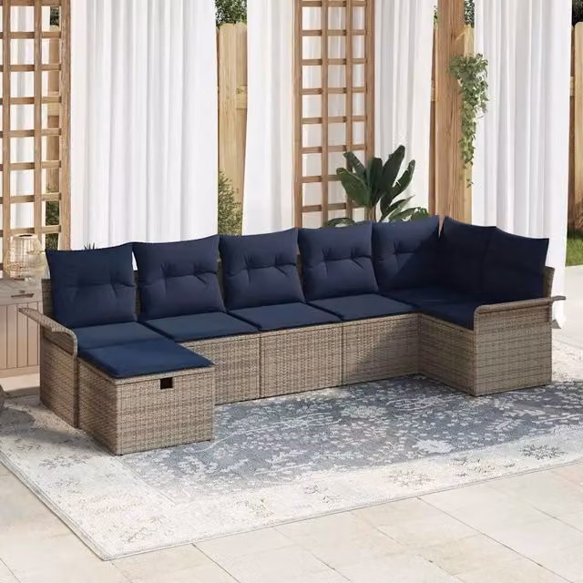 Set Divano da Giardino 7 pz Poly Rattan 3360236