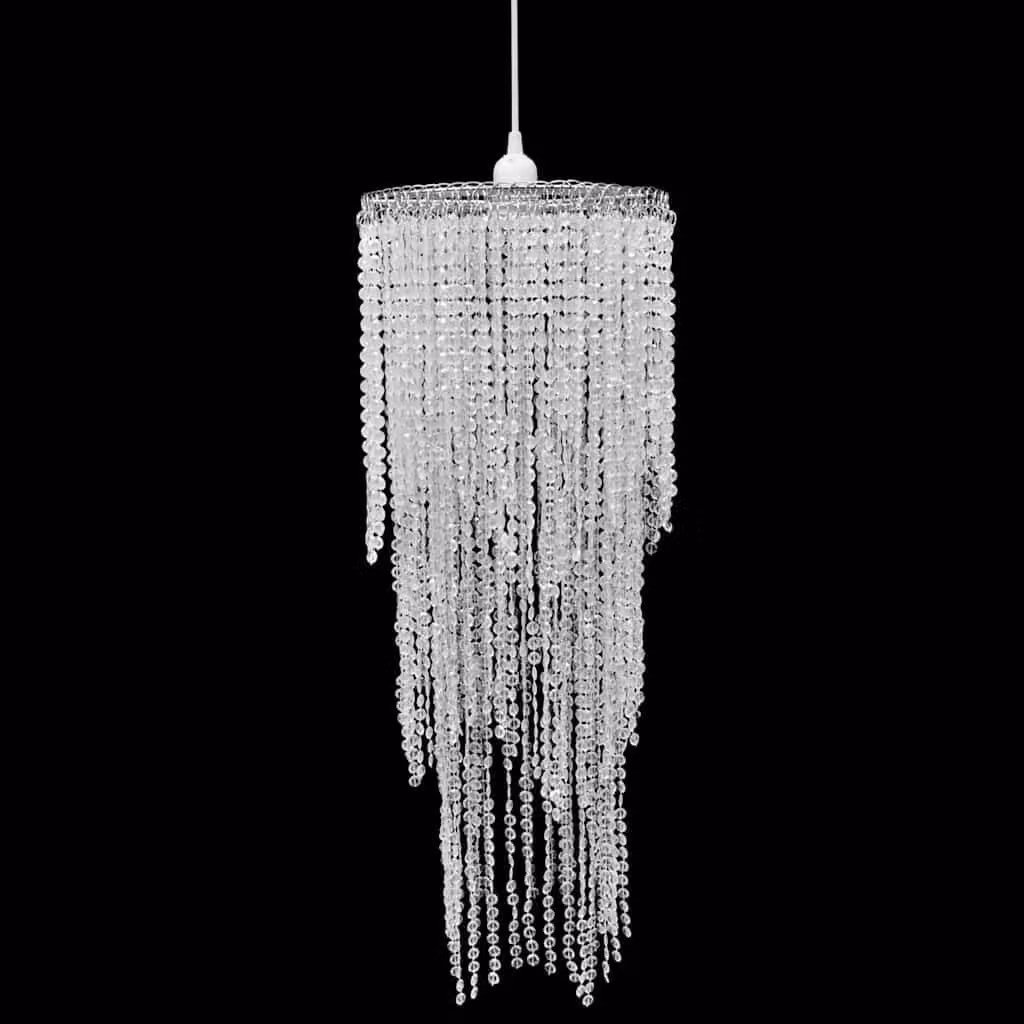 Lampadario Sospeso vidaXL in Vetro Trasparente e Metallo, Design Classico a Cilindro, L: 26 cm, H: 70 cm