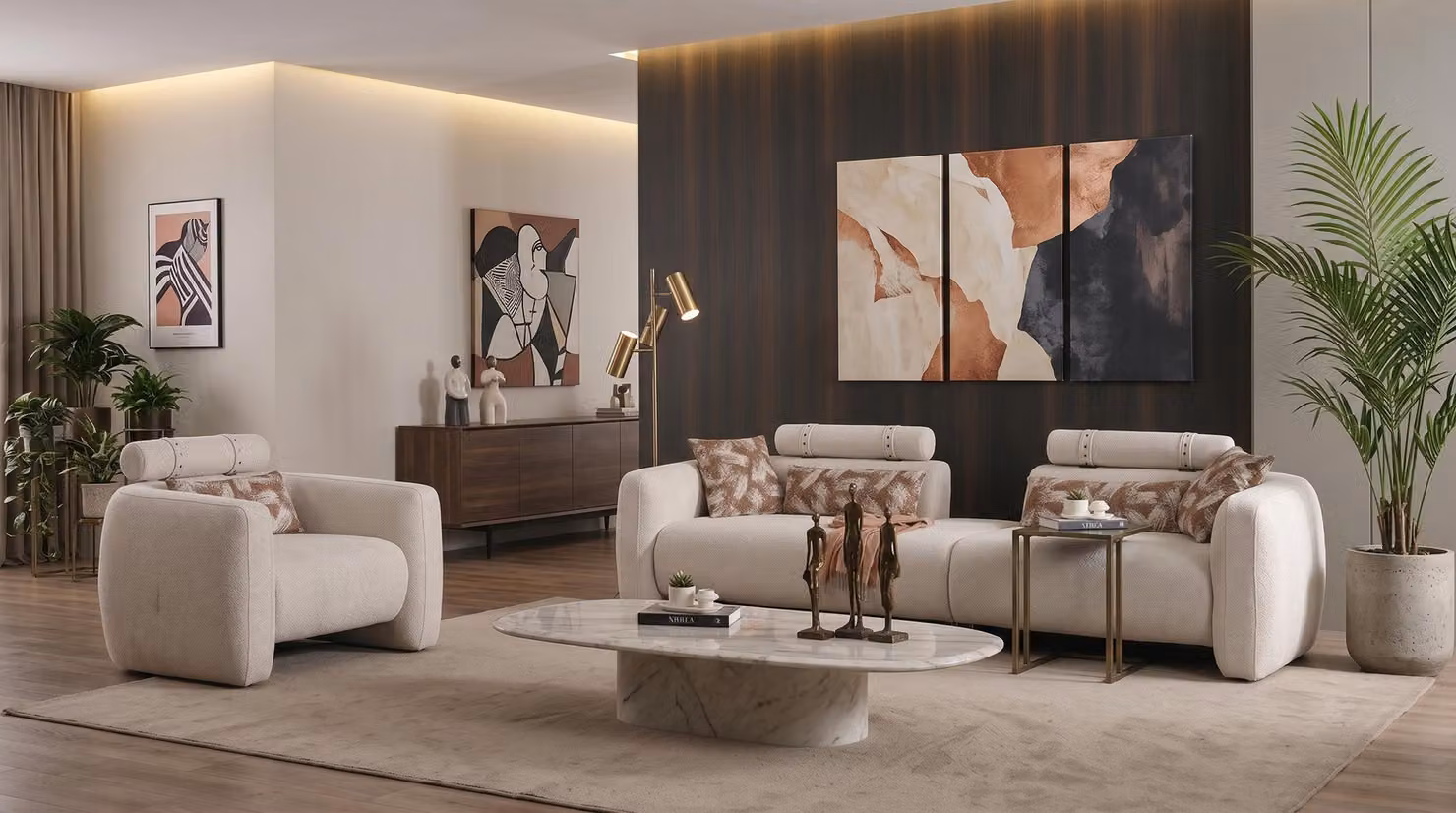 Wohnzimmer Set 3 Sitzer Sofa Sessel Modern Minimalistisch