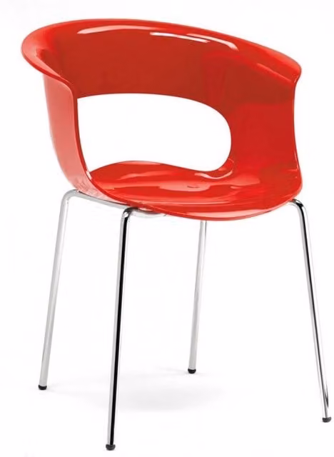 POLTRONA MISS B SET DA 4 ANTISHOCK POLICARBONATO MADE IN ITALY SCAB DESIGN - Trasparente rosso 140