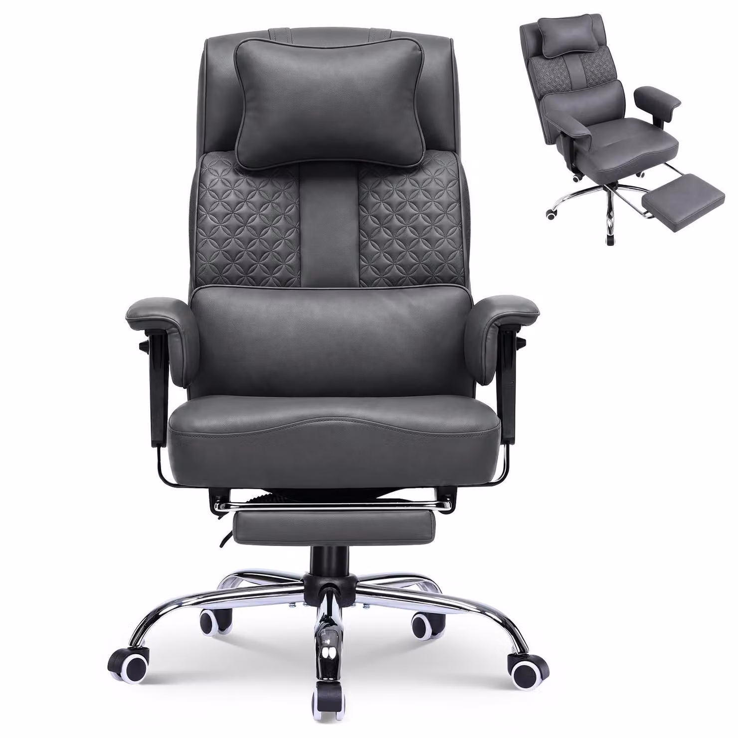 Sedia da gaming GTPLAYER, sedia ergonomica da ufficio con poggiatesta regolabile, supporto lombare ampio, seduta larga 54 cm, inclinazione da 90° a 150°, capacità di carico fino a 180 kg