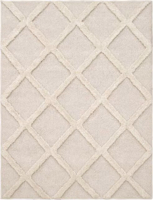 Tappeto Geneva beige con effetto alto-basso, stile scandinavo, L: 120 cm x P: 160 cm