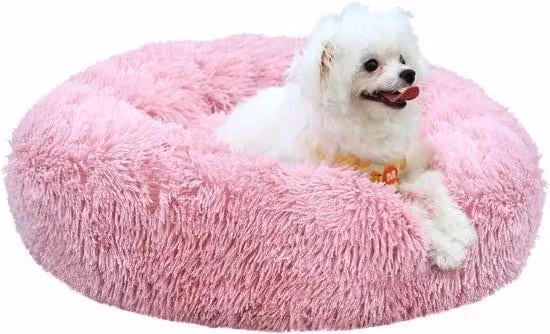 Cuccia per cani di taglia media 70 cm, cuccia per gatti con morbido cuscino rotondo in peluche, lavabile e antiscivolo, ideale per cani di taglia media-grande e gatti, rosa