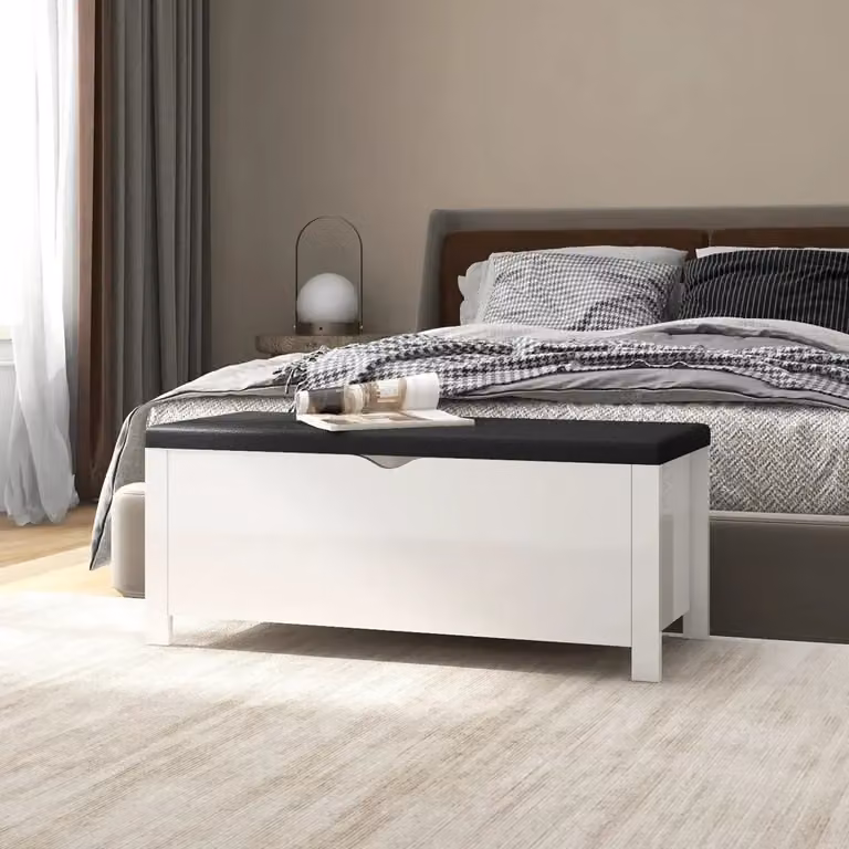 Contenitore con Cuscino Bianco Lucido DESIGN IN L/P/H: 105 x 40 x 45 cm
