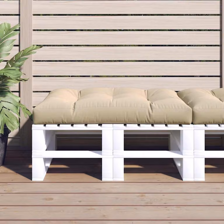 vidaXL Cuscino per Pallet Beige in Poliestere L: 120 cm, P: 80 cm, H: 12 cm