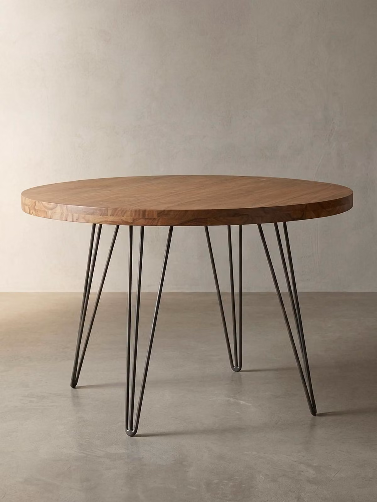 Tavolo da pranzo di design BAGLI rotondo Ø 120 x 78 cm in legno massello di sheesham, tavolo da pranzo in stile rustico marrone, tavolo per sala da pranzo, tavolo da cucina per 4 persone