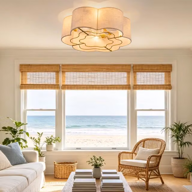 Ventilatore da soffitto con illuminazione LED e controllo Bluetooth o telecomando, design moderno in tessuto e plastica, colore rame e beige