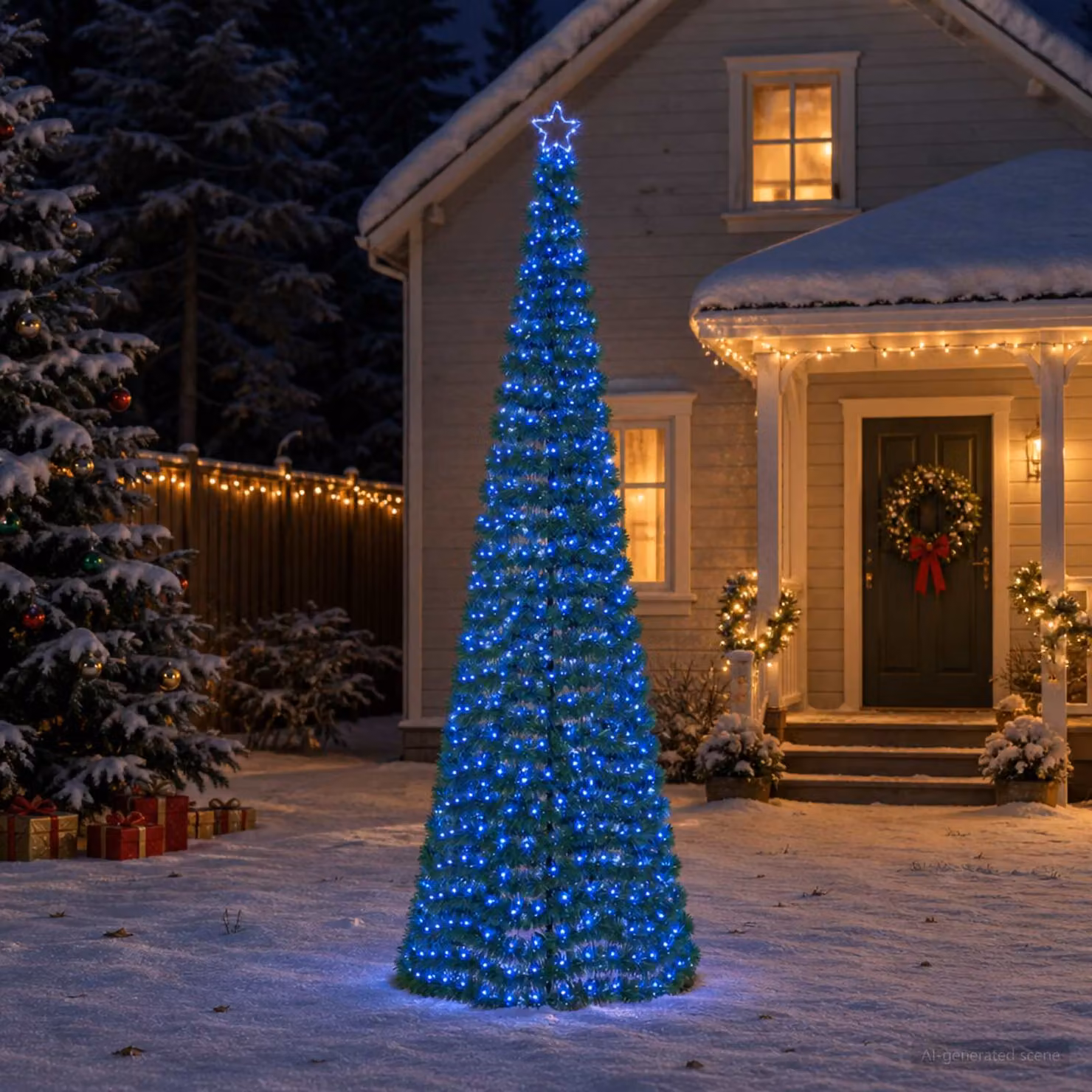 vidaXL Albero di Natale a LED in tinsel con picchetto EKENAS 300 cm