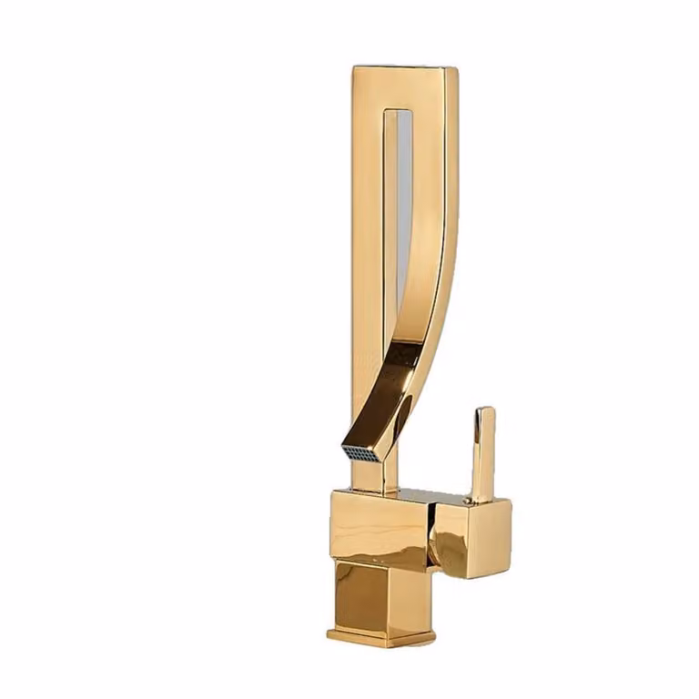 Miscelatore per lavabo, monocomando, da appoggio, dorato