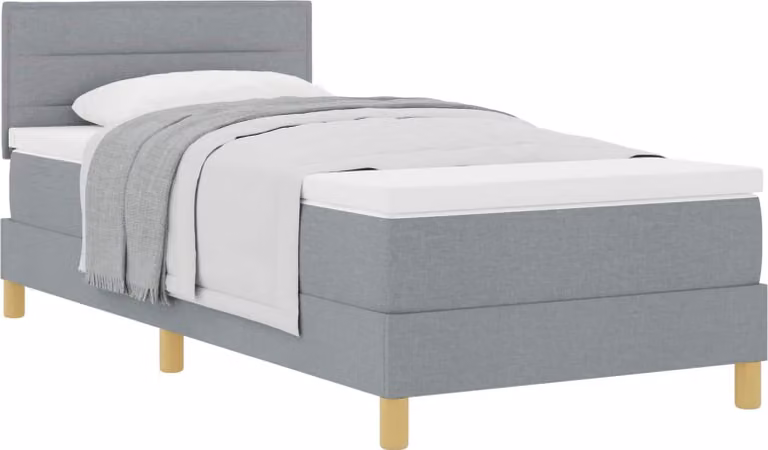Letto boxspring con cuscini vidaXL, grigio chiaro, 100 x 200 cm, tessuto