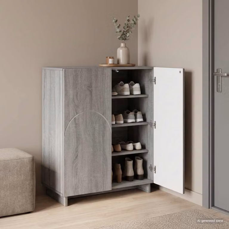 Scarpiera moderna vidaXL in legno grigio L: 73 cm, P: 38 cm, H: 87,5 cm