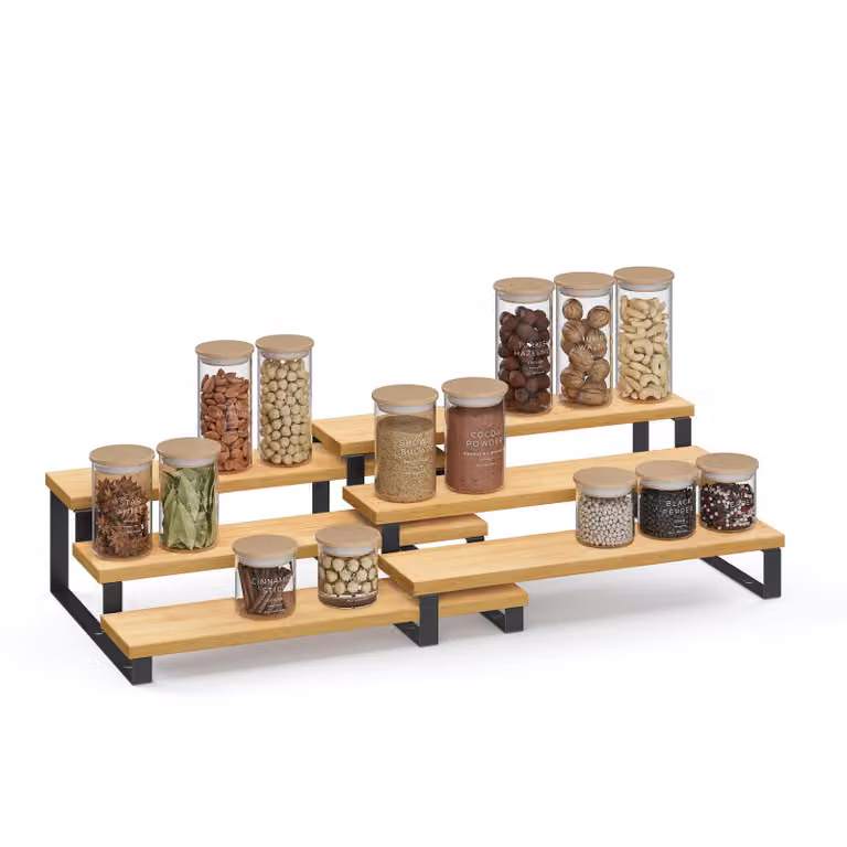 SONGMICS Portaspezie, portaspezie da cucina, set di 2, estensibile, impilabile