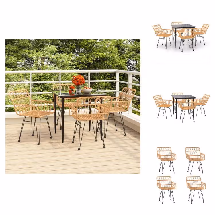 vidaXL Set da pranzo da giardino 5 pezzi in rattan - Set di mobili da giardino