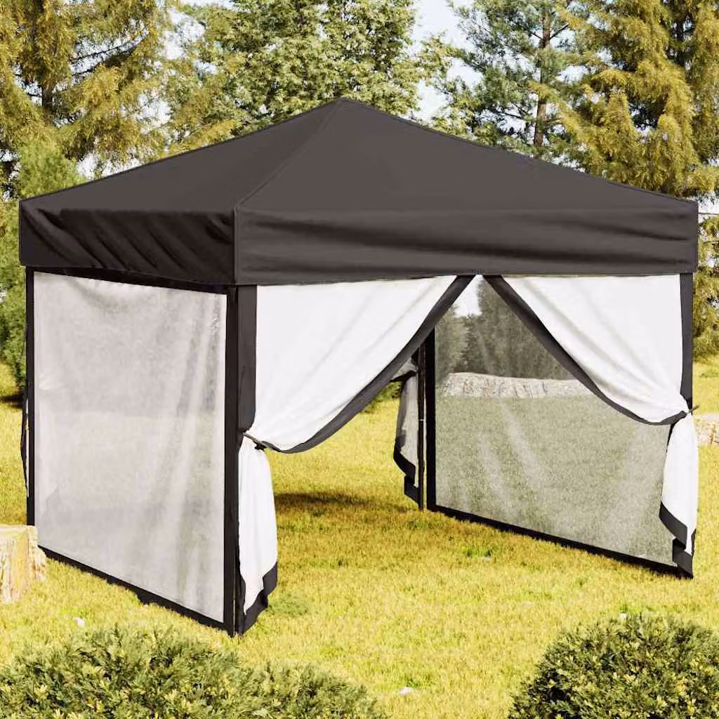vidaXL Tenda per Feste Pieghevole con Pareti Laterali Antracite L/P/H: 300 x 300 x 245 cm